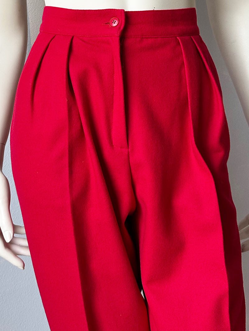 Vintage rode wollen pantalon