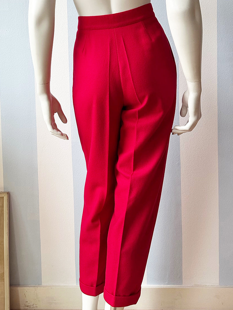 Vintage rode wollen pantalon