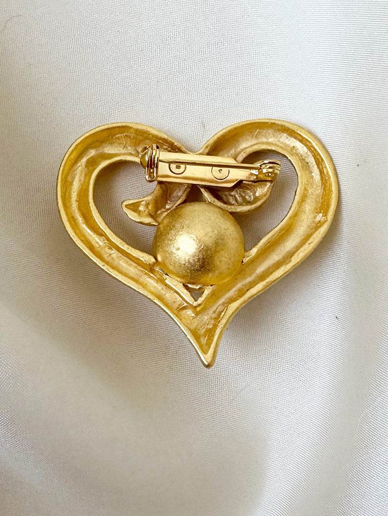 Hart broche met parel