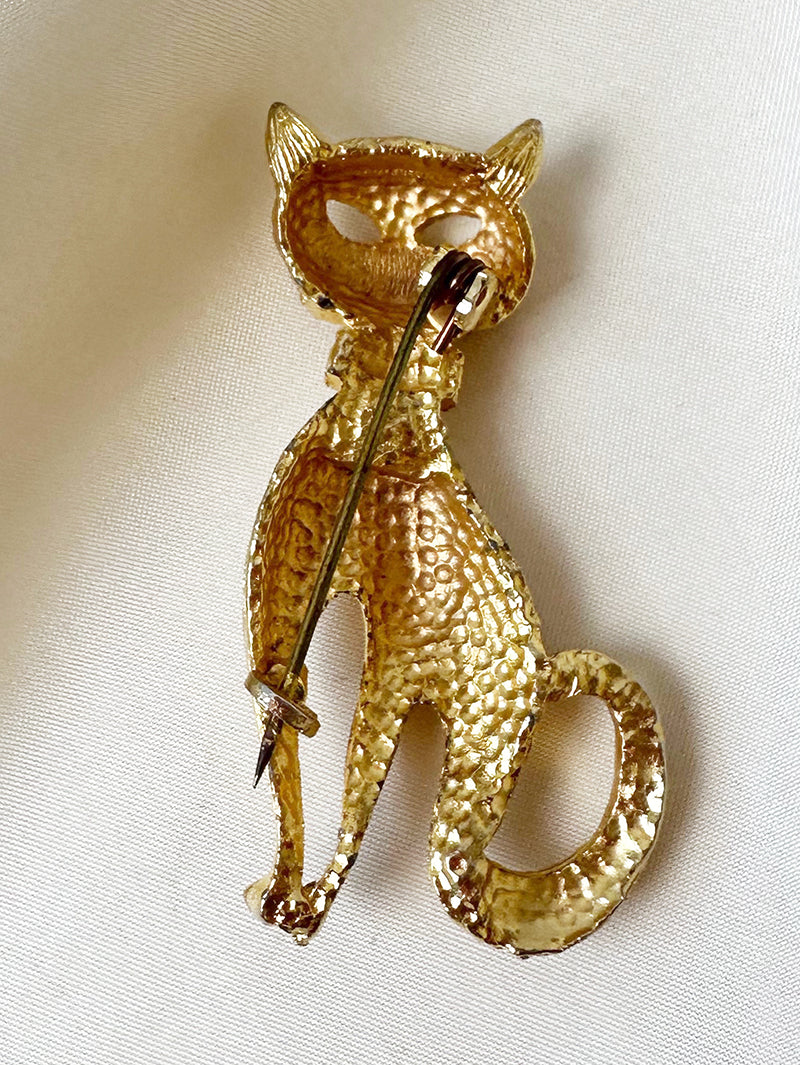 Gouden poes broche