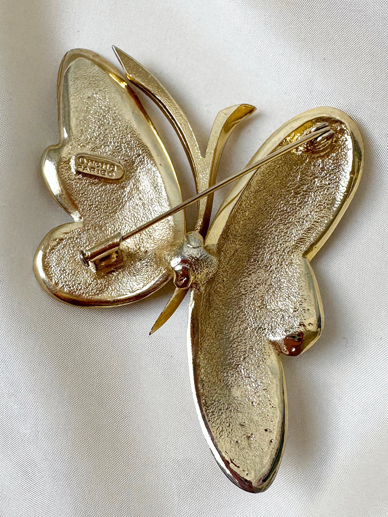Grote(!) vergulde vlinder broche