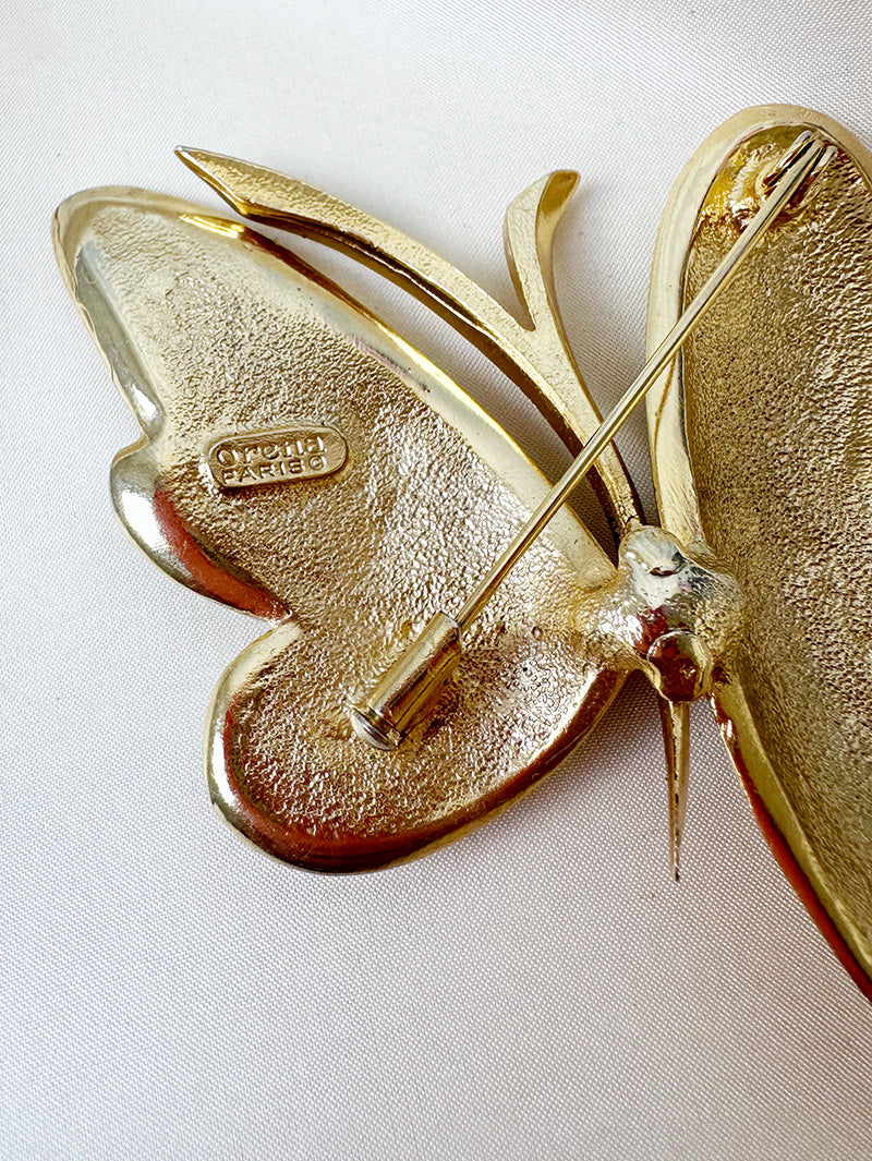 Grote(!) vergulde vlinder broche
