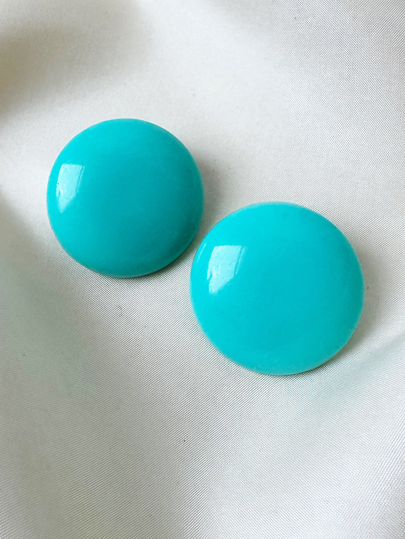 Ronde turquoise clip oorbellen
