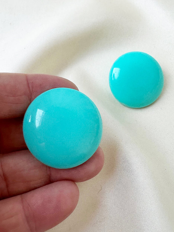 Ronde turquoise clip oorbellen