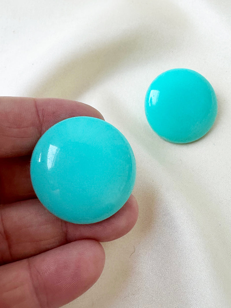 Ronde turquoise clip oorbellen