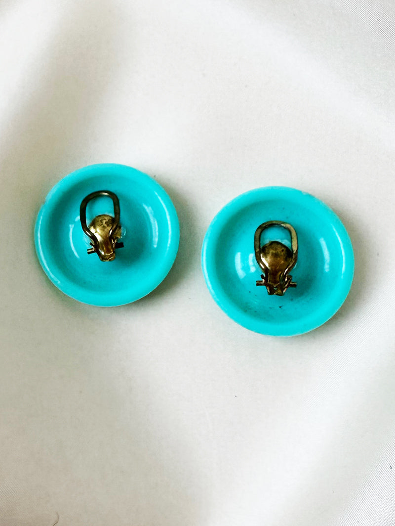 Ronde turquoise clip oorbellen