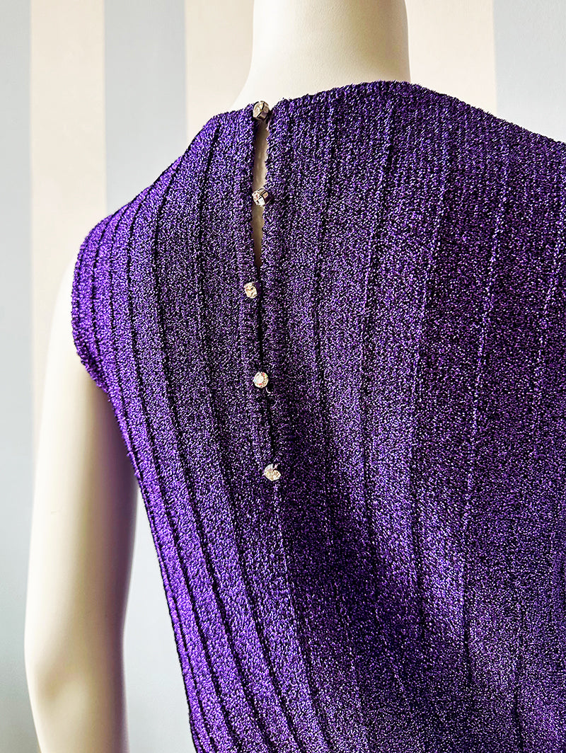 70s Dieppaarse lurex top