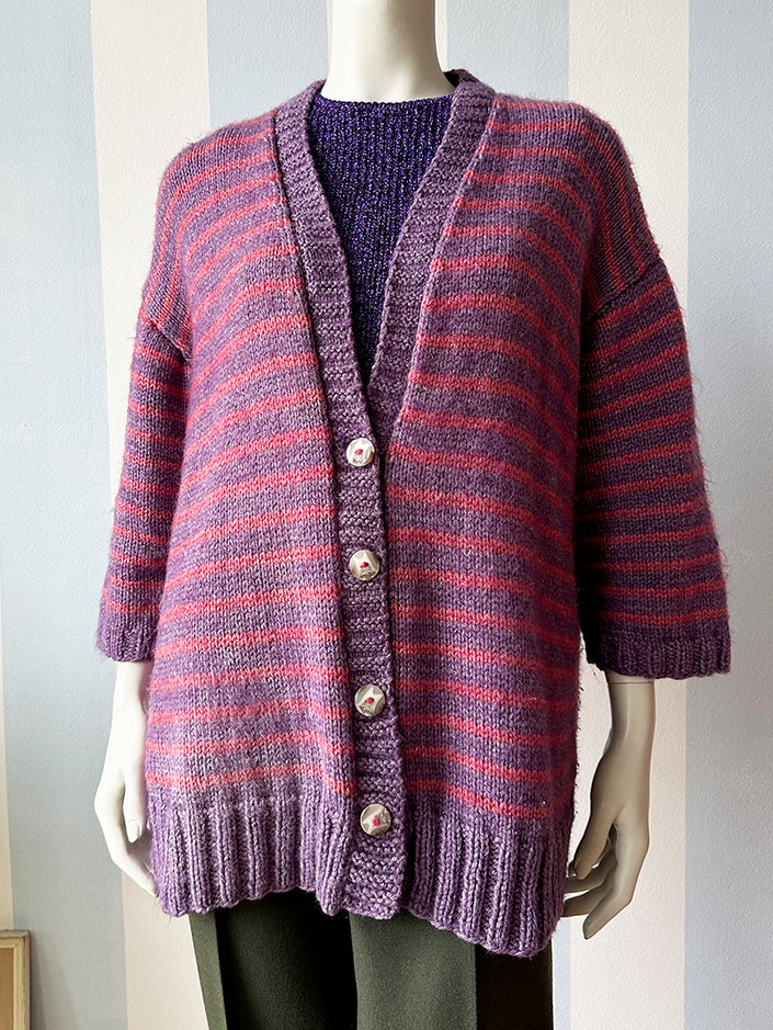 Paars & roze gebreid vest