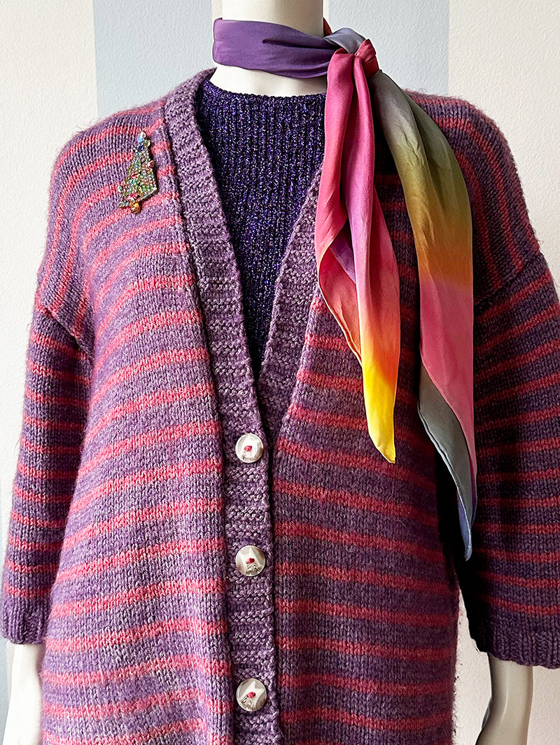 Paars & roze gebreid vest