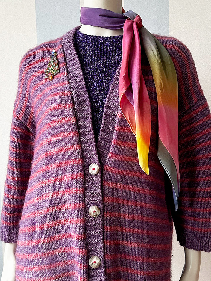 Paars & roze gebreid vest