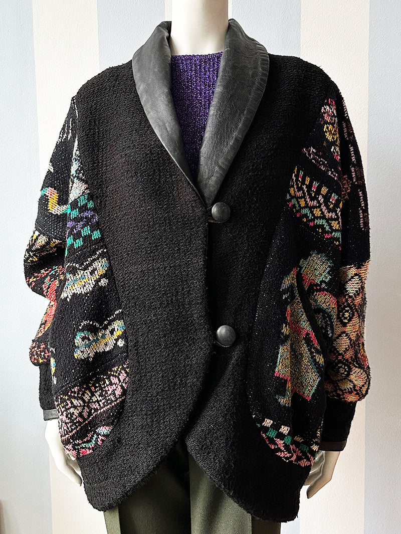 80s Gebreide patchwork jas