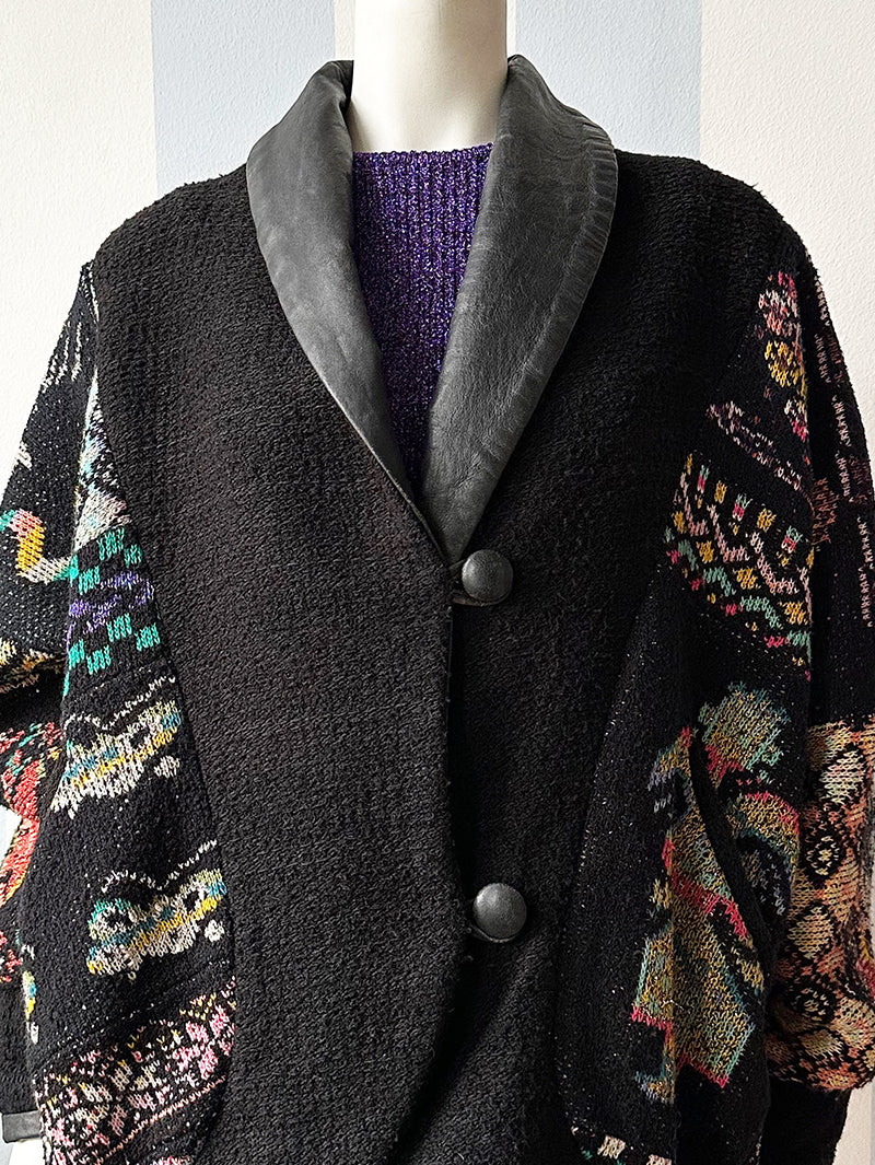 80s Gebreide patchwork jas