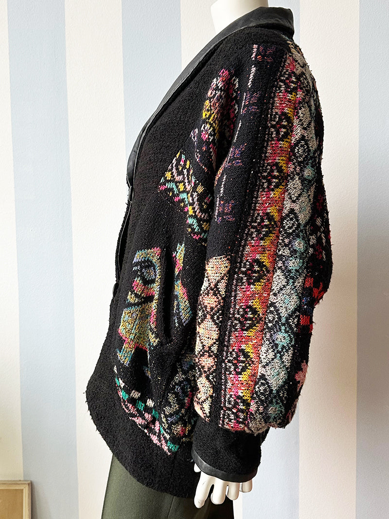 80s Gebreide patchwork jas