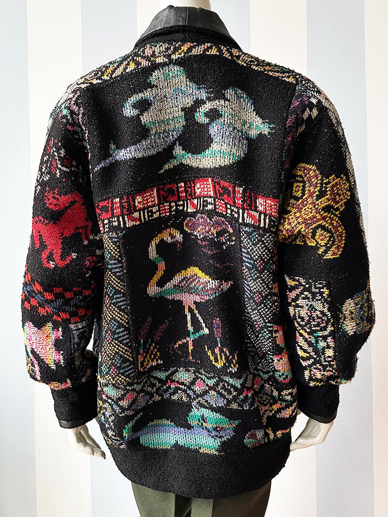 80s Gebreide patchwork jas