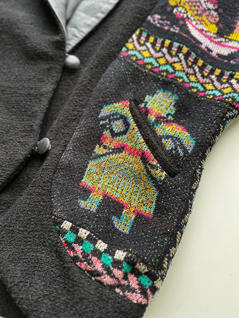 80s Gebreide patchwork jas
