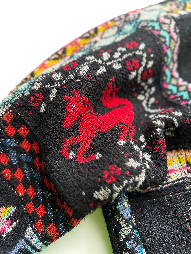 80s Gebreide patchwork jas