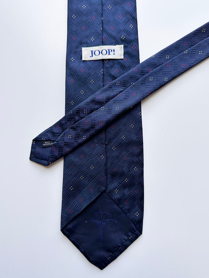 Donkerblauwe zijden designer stropdas