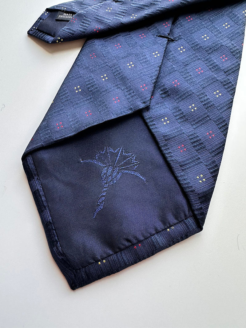Donkerblauwe zijden designer stropdas