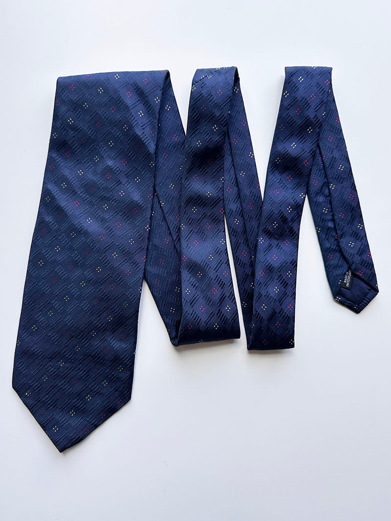 Donkerblauwe zijden designer stropdas