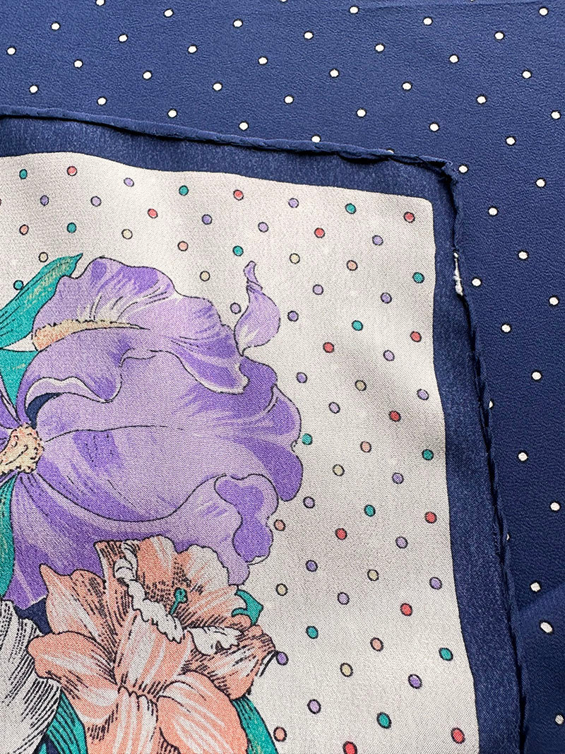 Zijden floral & polkadot sjaal