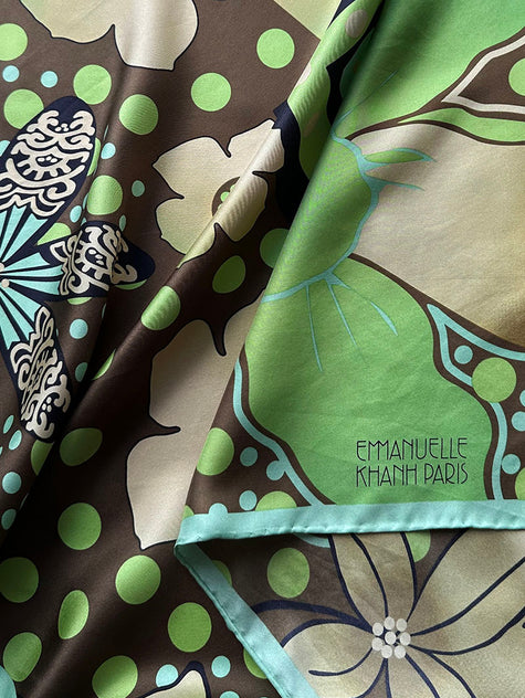 Groene zijden designer sjaal