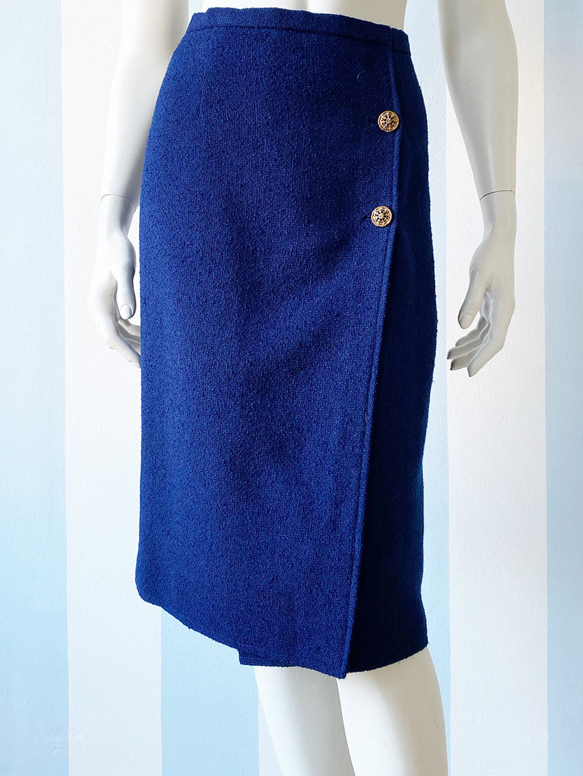 Blauw wollen overslagrokje