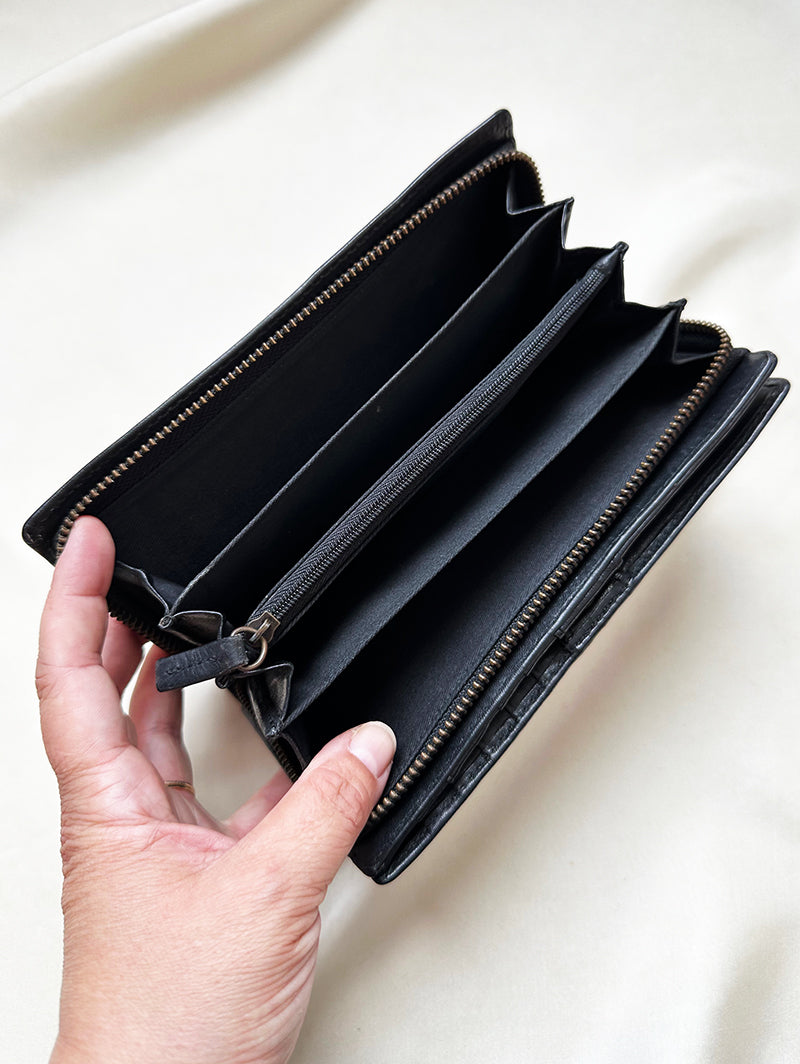 Zwarte leren portemonnaie