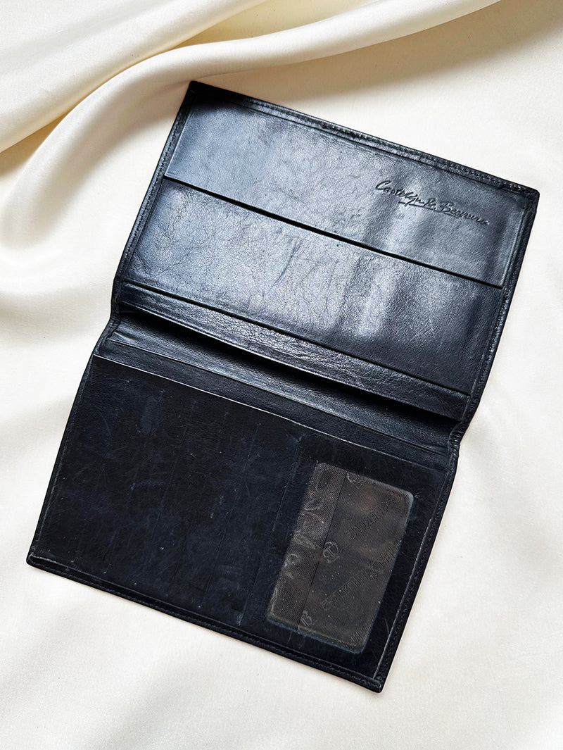 Grote zwarte leren portefeuille