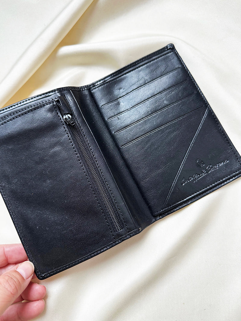 Zwarte leren portfeuille