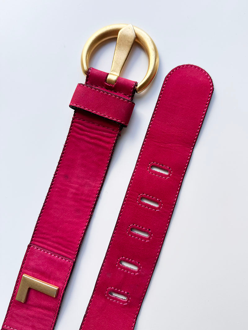 Kersenrode leren designer ceintuur