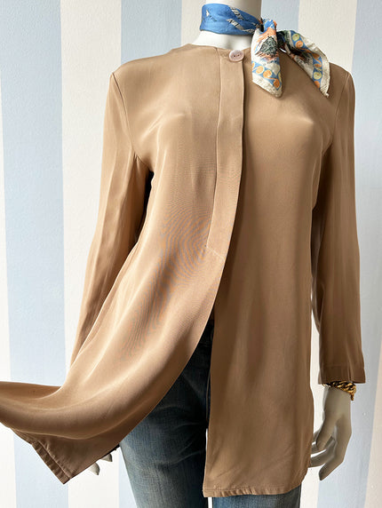 Camel zijden blouse