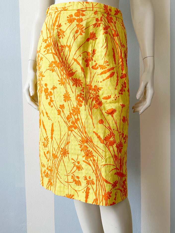 Geel/oranje floral rok