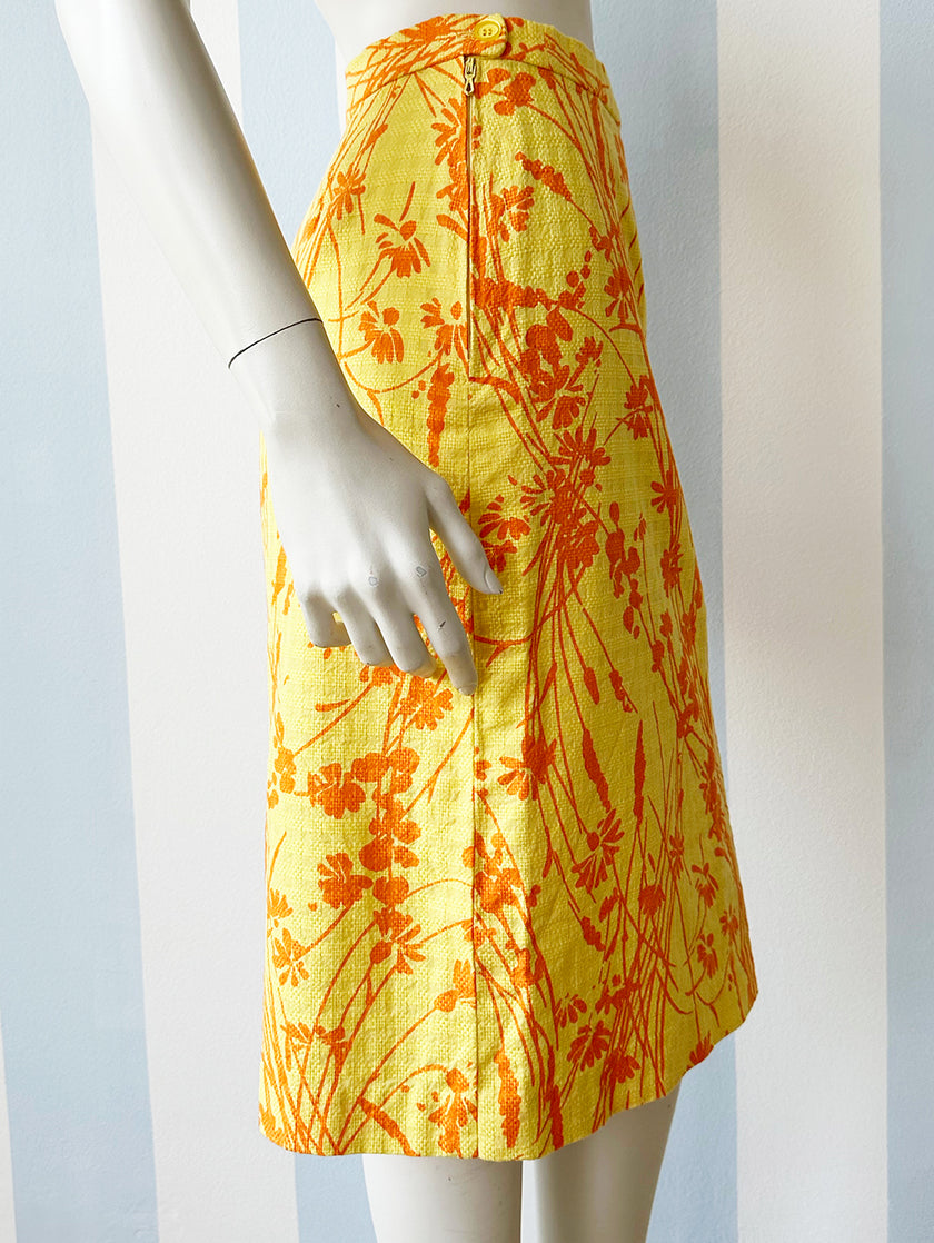 Geel/oranje floral rok
