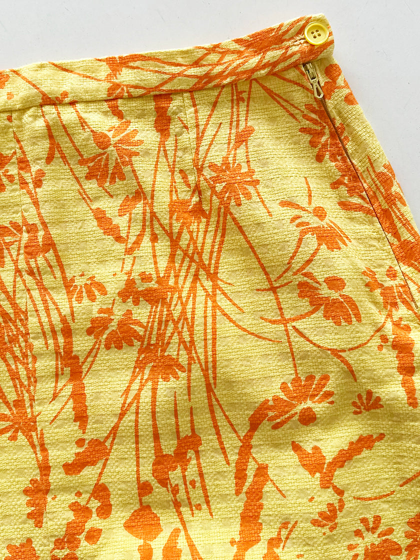 Geel/oranje floral rok