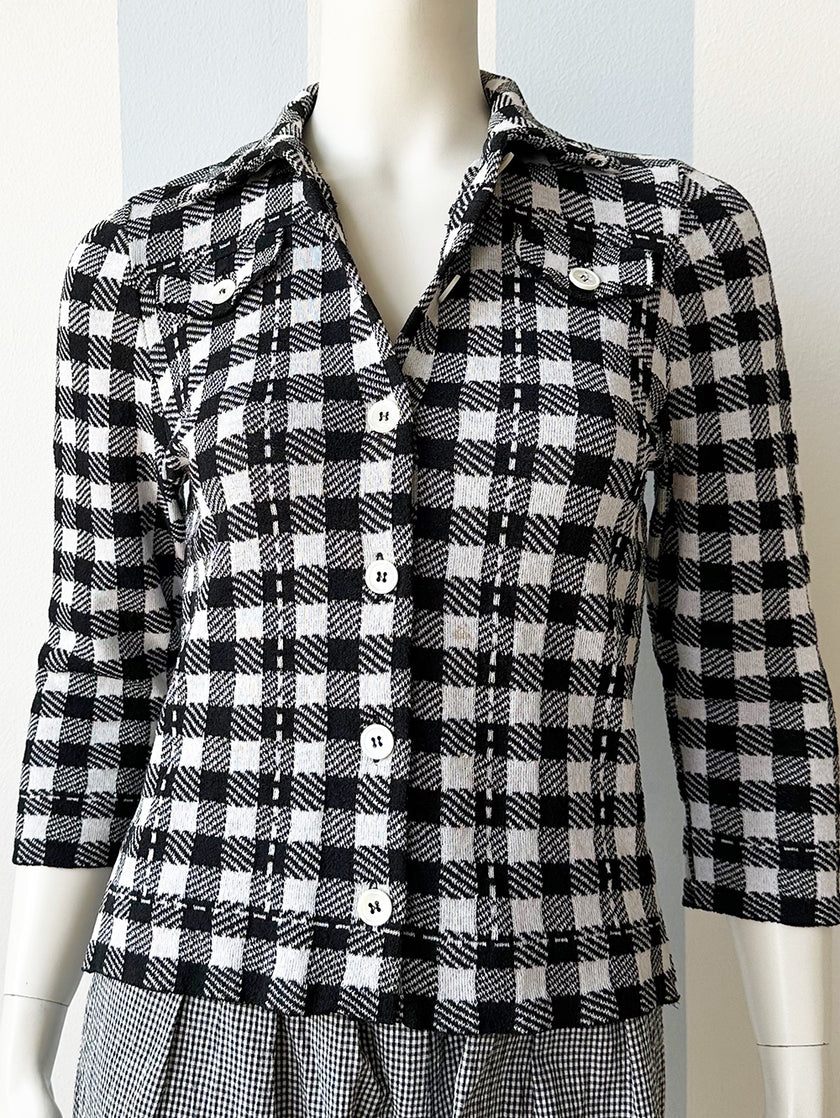 Zwart/wit geruit vestje