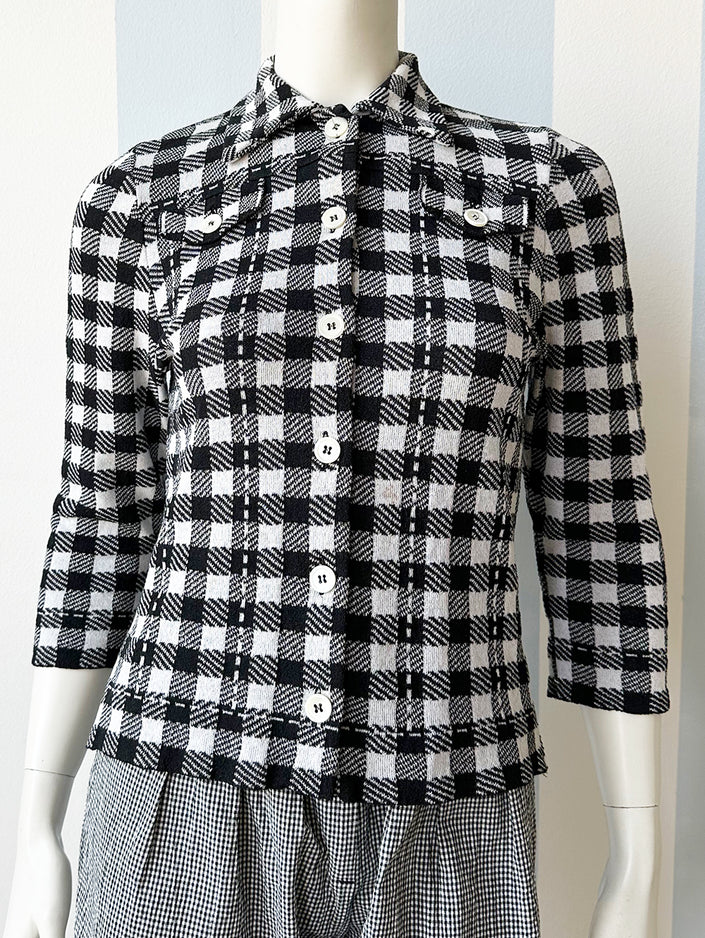 Zwart/wit geruit vestje