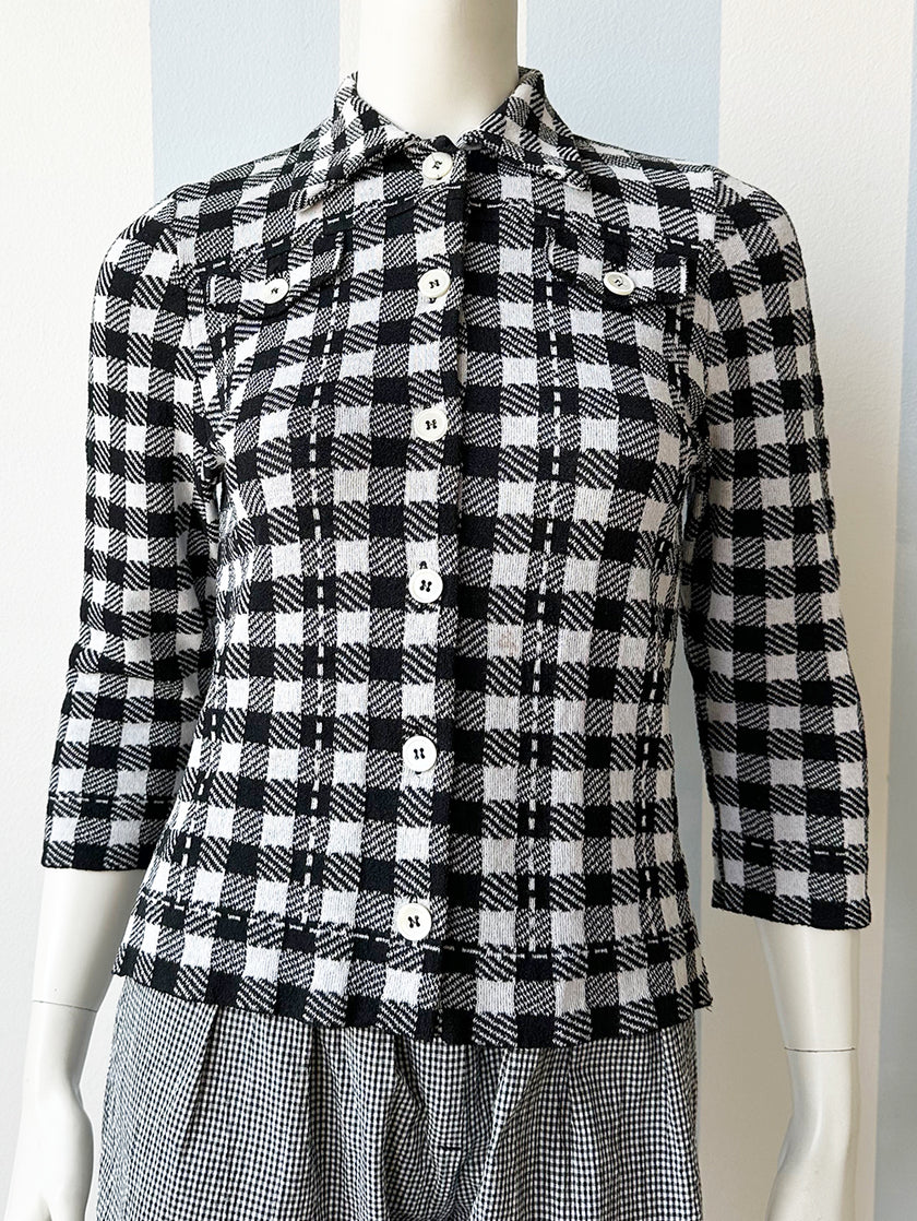 Zwart/wit geruit vestje