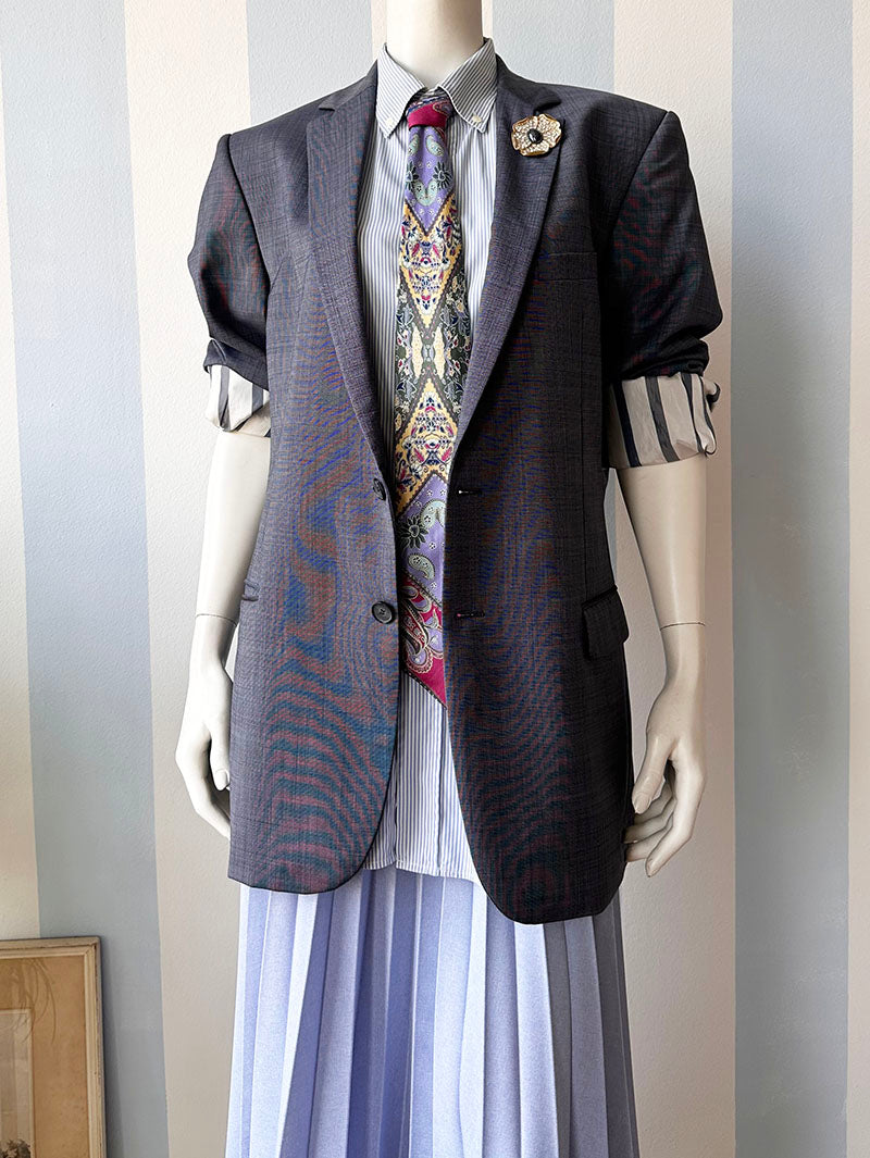 Donkerblauwe scheerwollen designer colbert