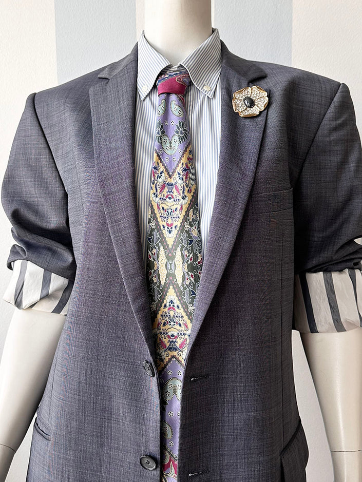 Donkerblauwe scheerwollen designer colbert