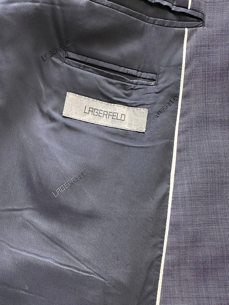 Donkerblauwe scheerwollen designer colbert