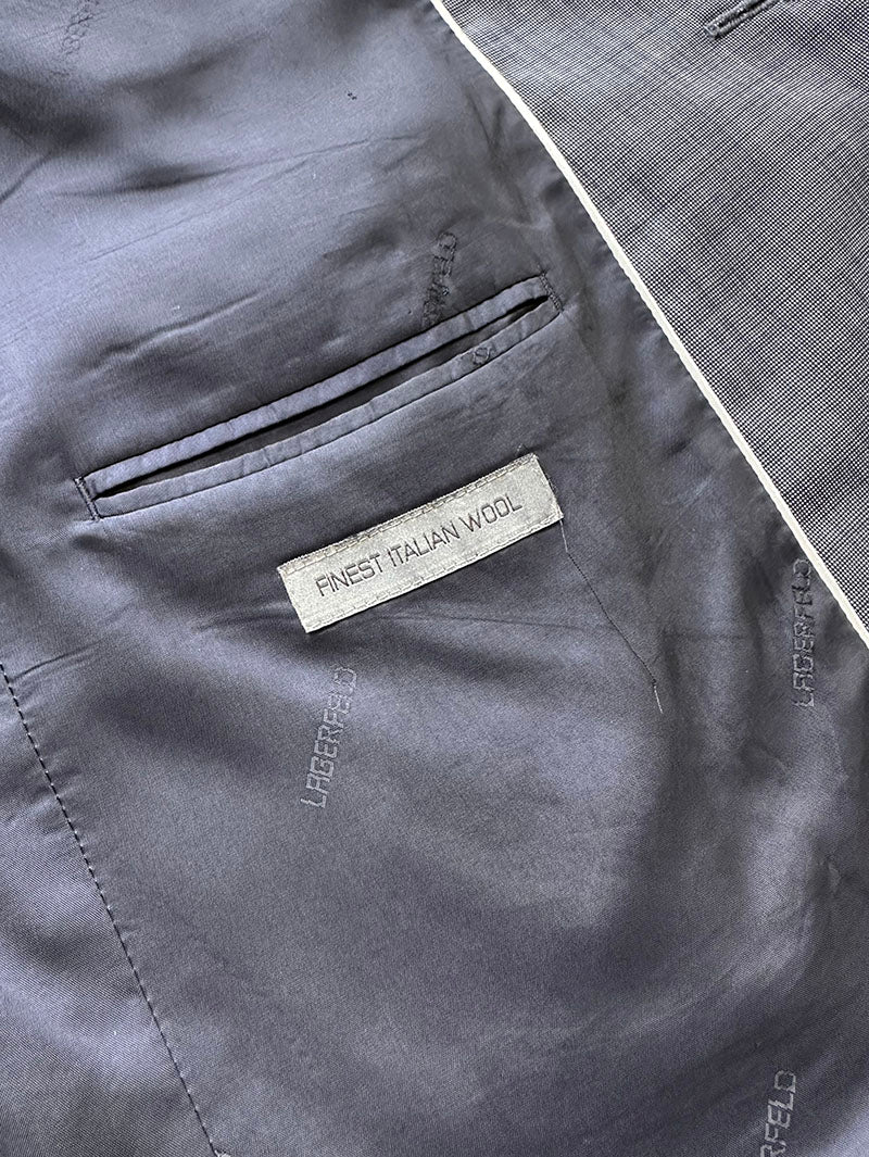 Donkerblauwe scheerwollen designer colbert