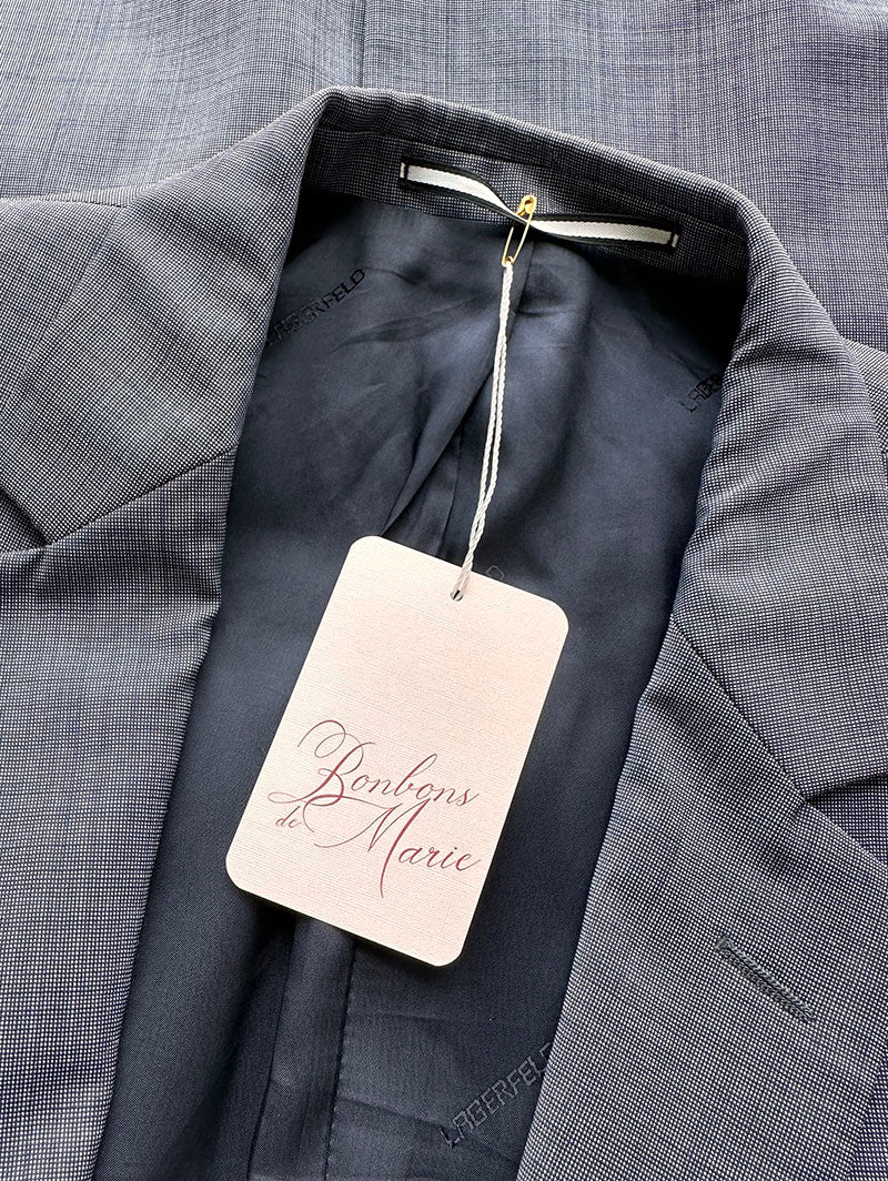Donkerblauwe scheerwollen designer colbert