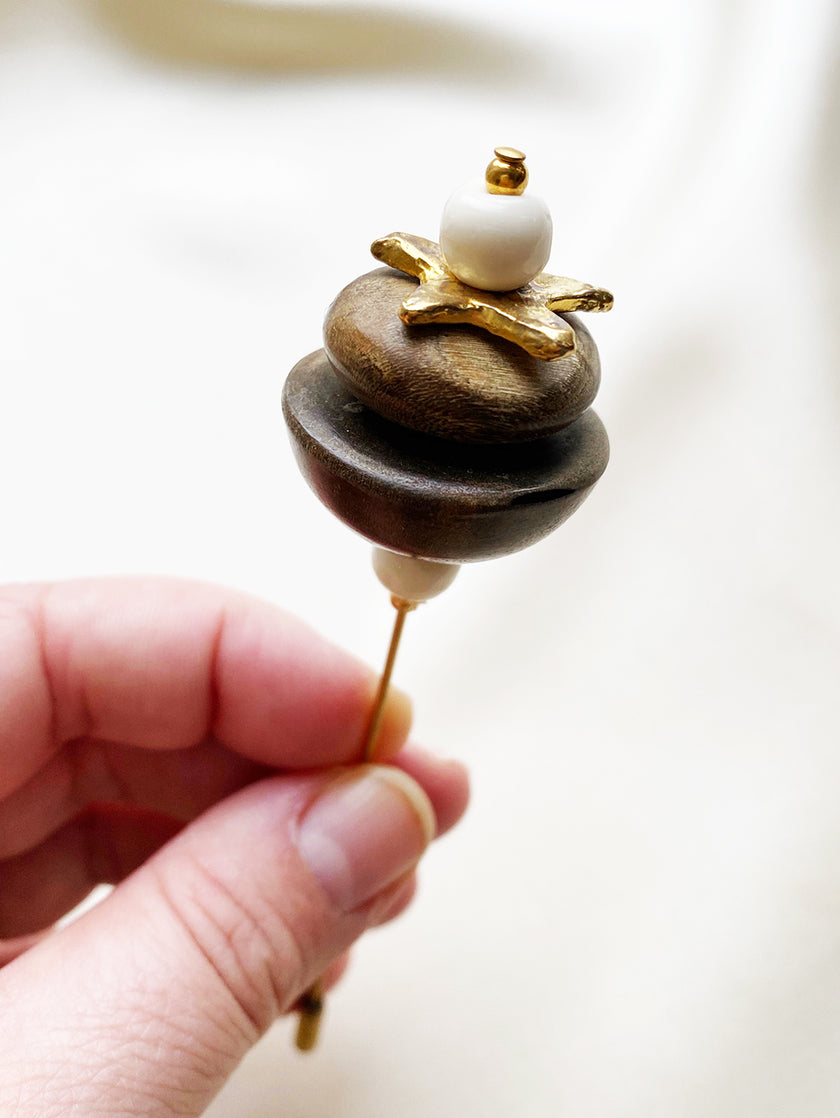 Vintage hoedenspeld met hout