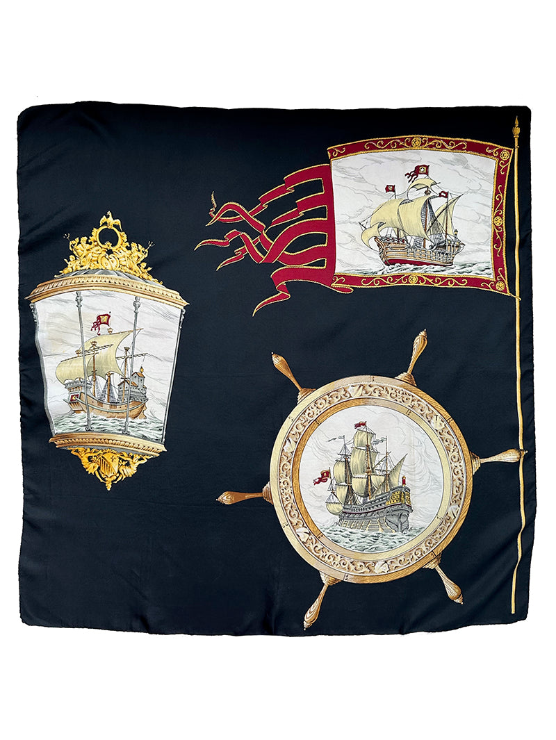 Zijden sjaal met schepen