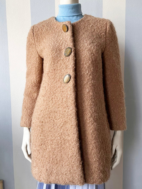 Bouclé camel winterjas