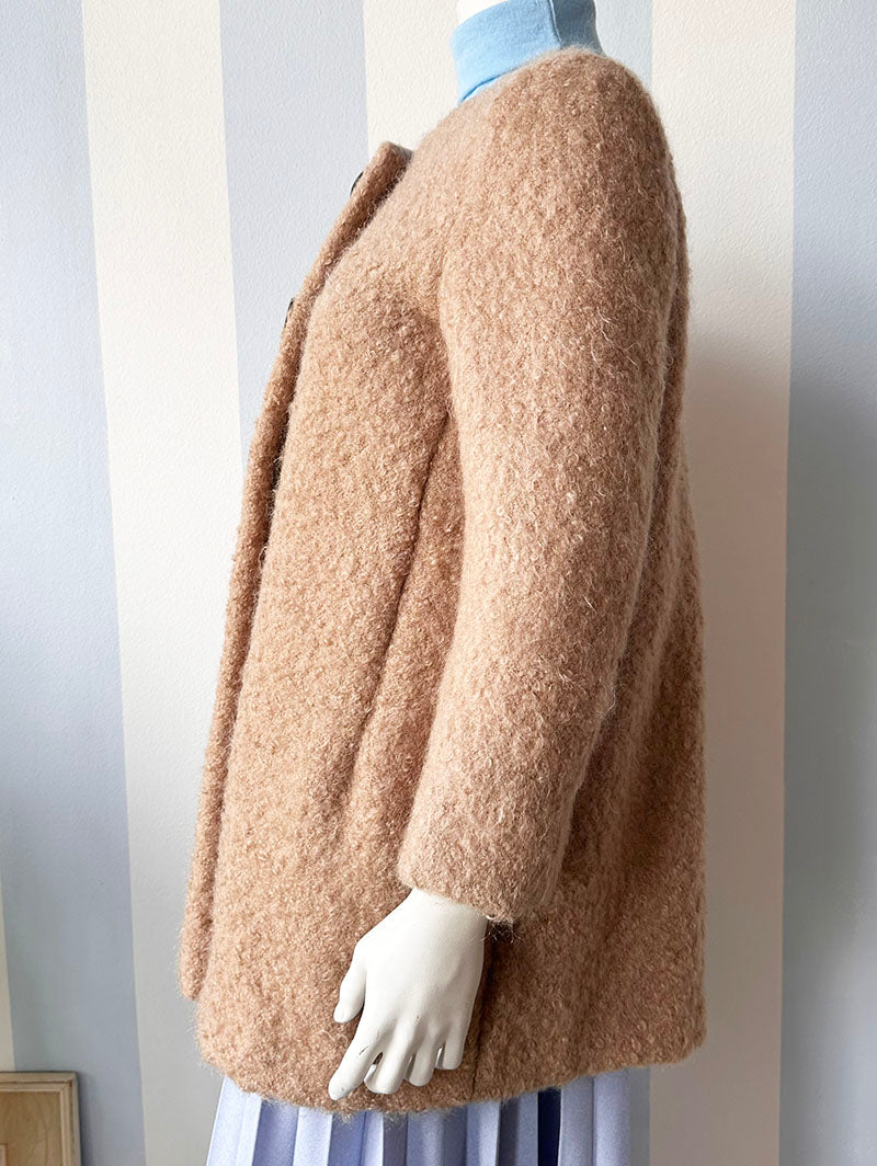 Bouclé camel winterjas