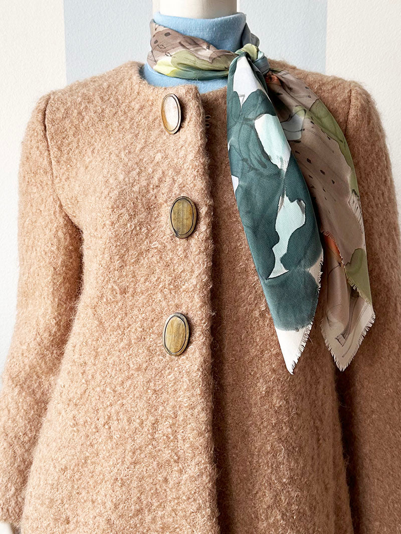 Bouclé camel winterjas