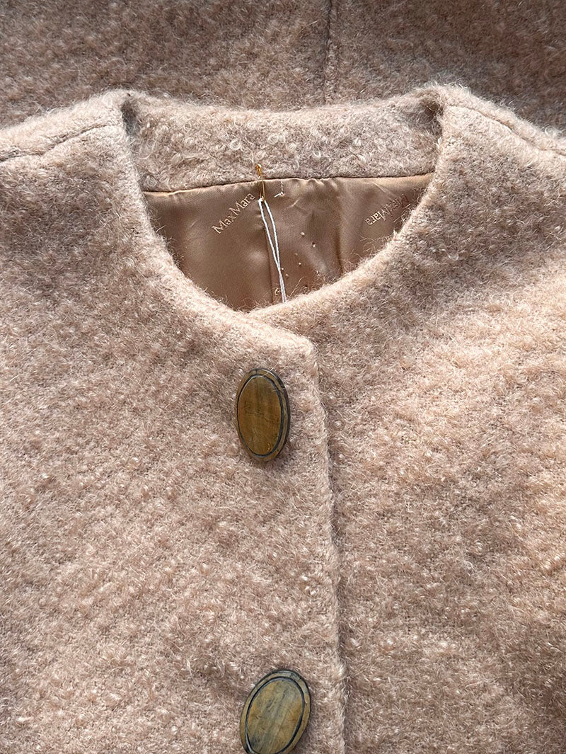 Bouclé camel winterjas