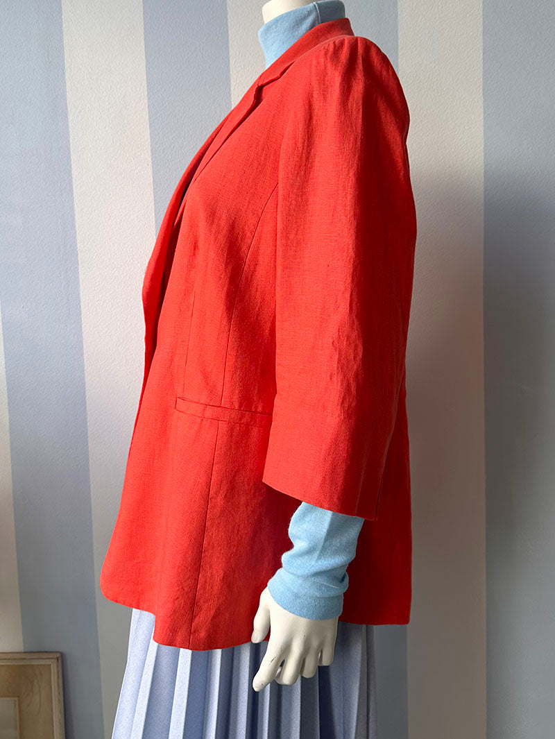 Koraalrode linnen blazer