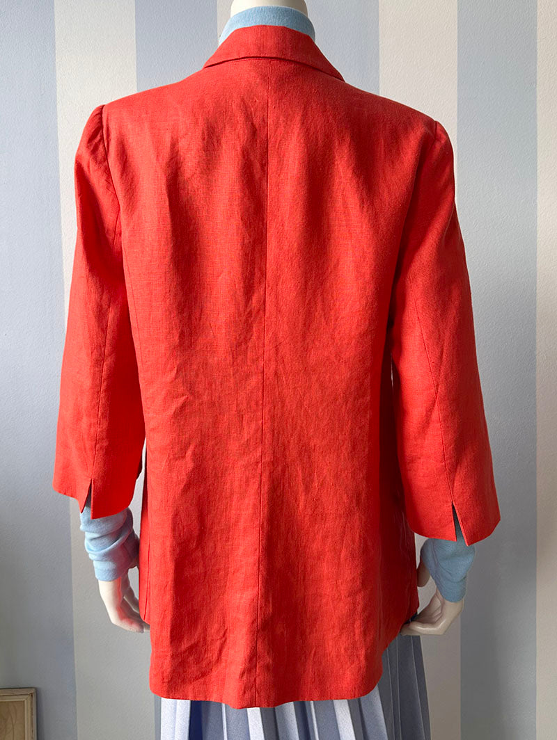 Koraalrode linnen blazer